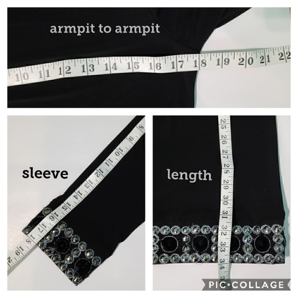Tiana B. Jewel Embellished Black Shift Dress Crew Neck Long Sleeve Women Size 8P - Picture 10 of 12